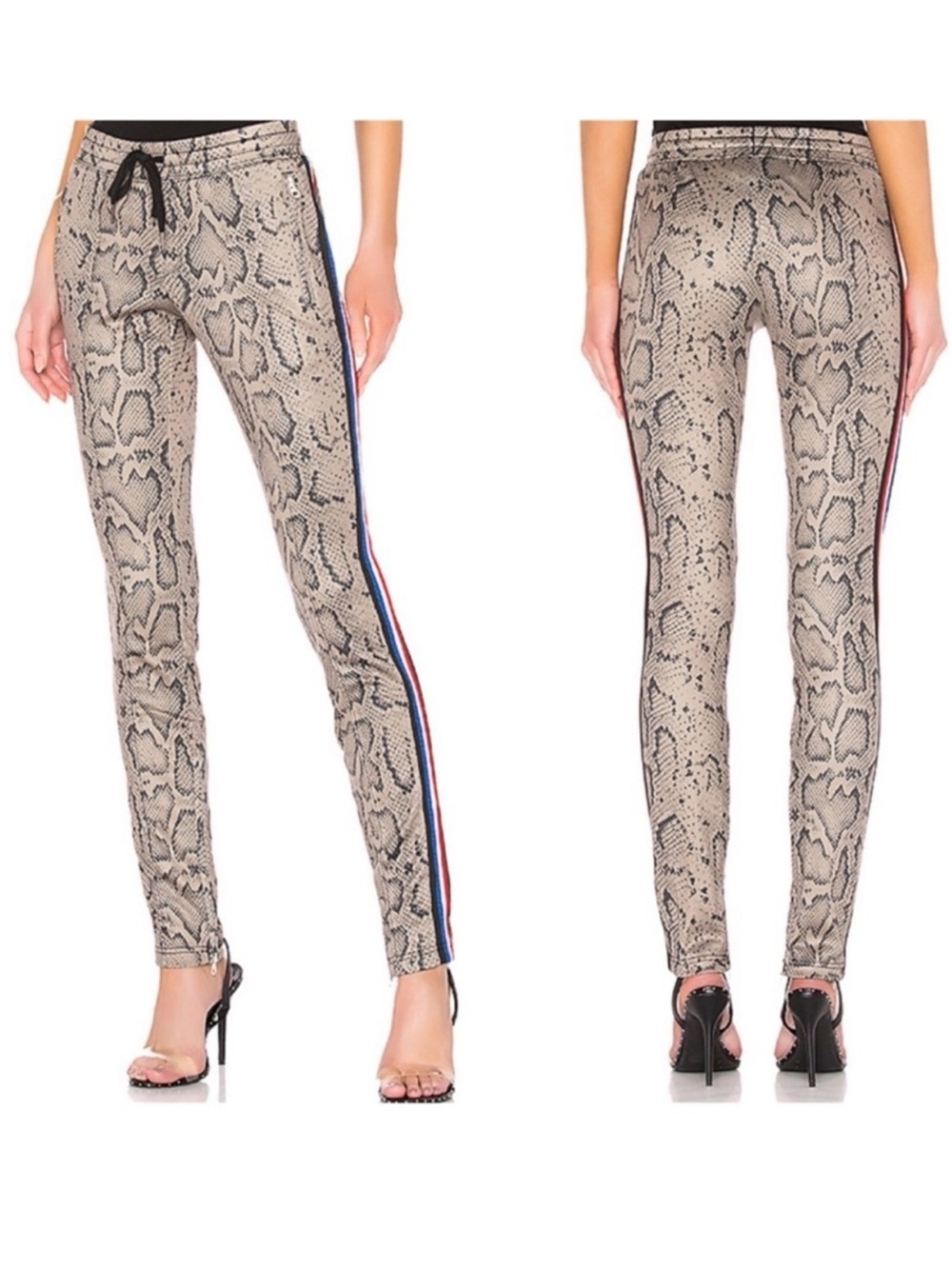 Pam & Gela Petite Snake Print Cigarette Track Pant Zippers stripes - Picture 2 of 10